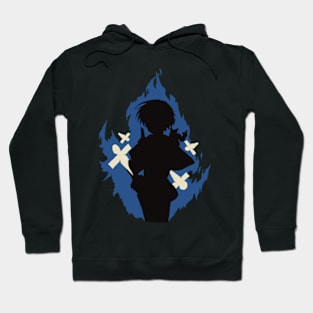 Seika Lamprogue Fire Aura with His Shikigami from The Reincarnation of the Strongest Exorcist in Another World or Saikyou Onmyouji no Isekai Tenseiki in Cool Simple Flat Silhouette Hoodie